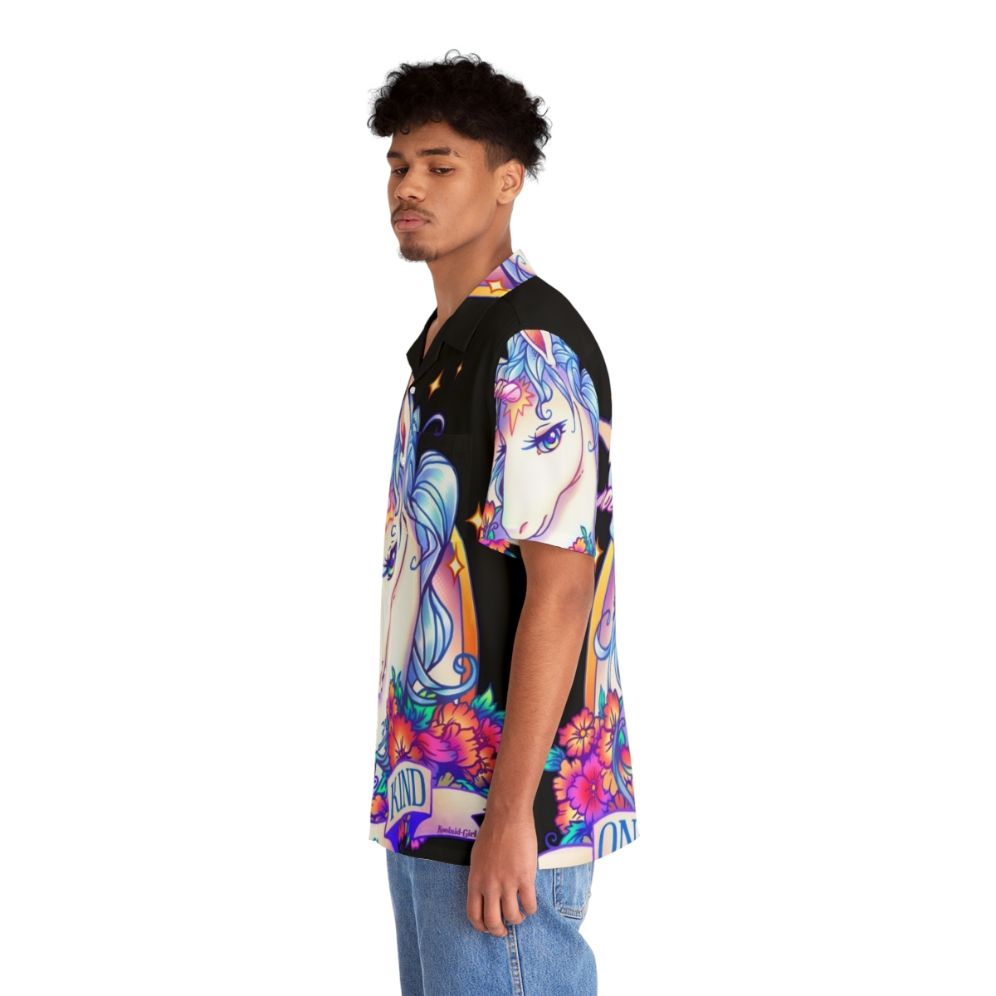 Mythical unicorn Hawaiian shirt with tropical floral pattern - People Left