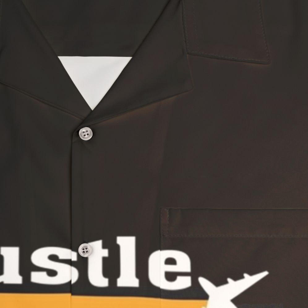 Hustle, Travel, Enjoy, Repeat Hawaiian Shirt for Entrepreneurs and Adventurers - Detail