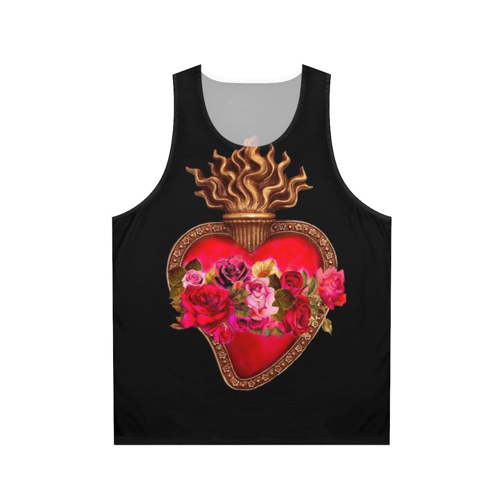 Red sacred heart and immaculate heart unisex tank top