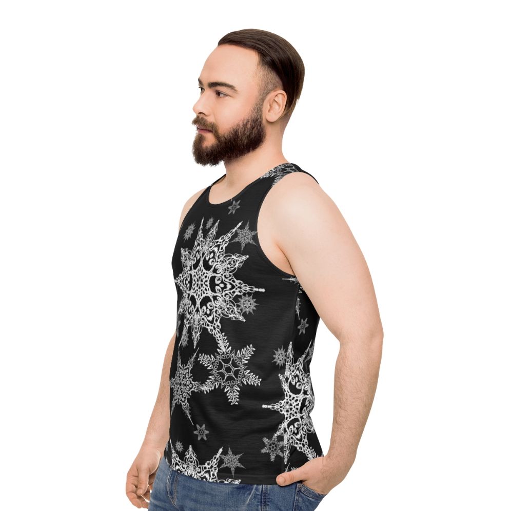 Gothic skull and snowflakes unisex holiday tank top - men side