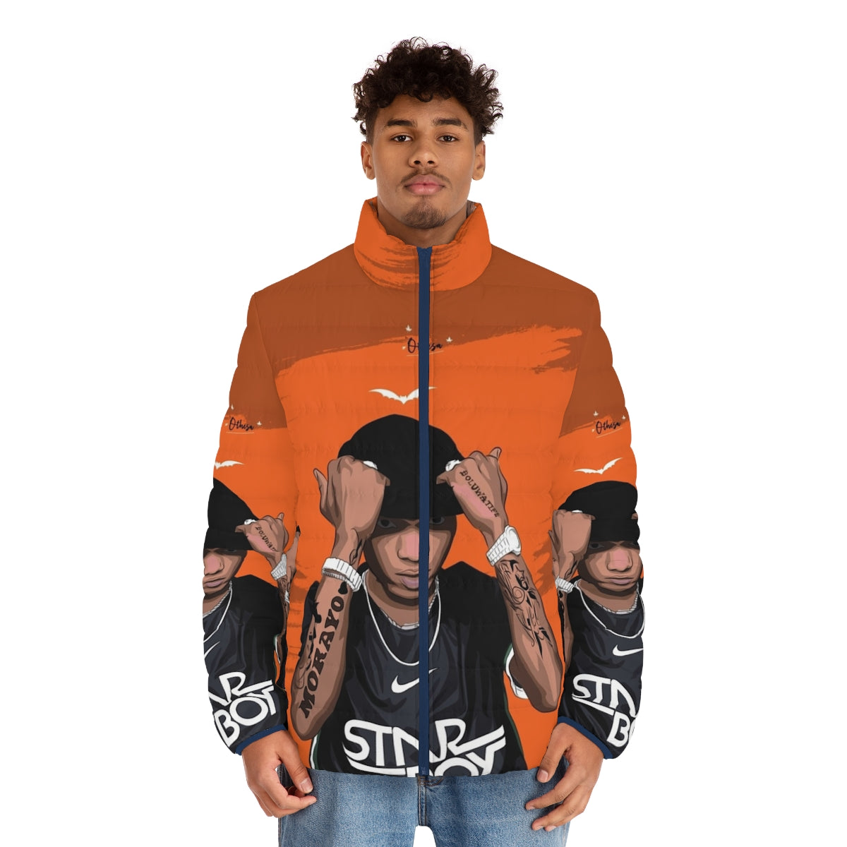 Wizkid Puffer Jacket - Afrobeats inspired urban streetwear - men front