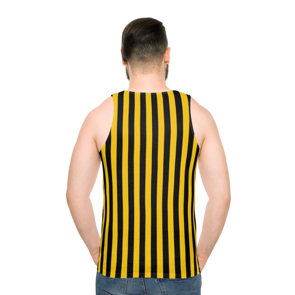 Yellow and Black Striped Pattern Unisex Tank Top - men back