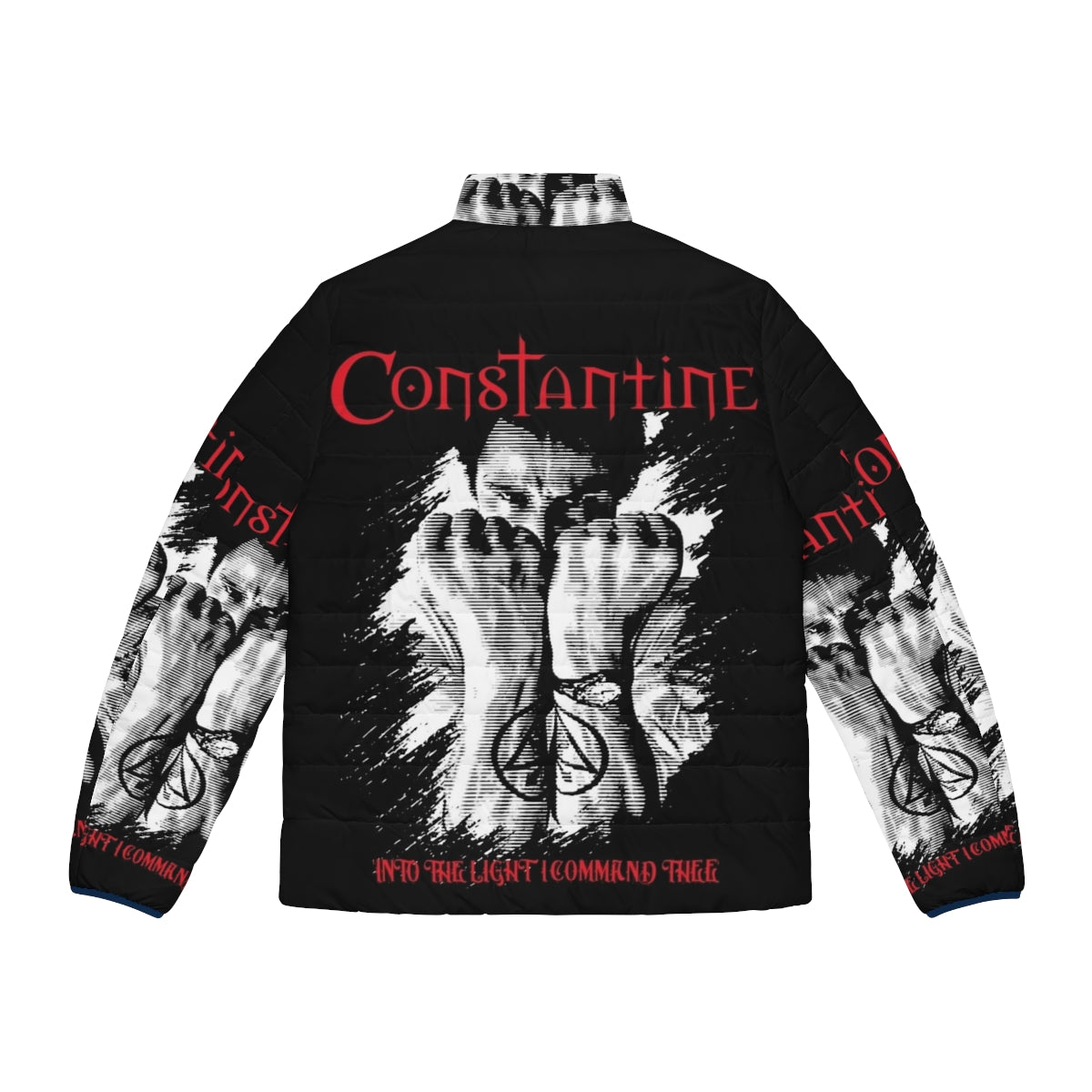 J Constantine Puffer Jacket - Featuring Horror, Comic, and Gothic Inspired Designs - Back