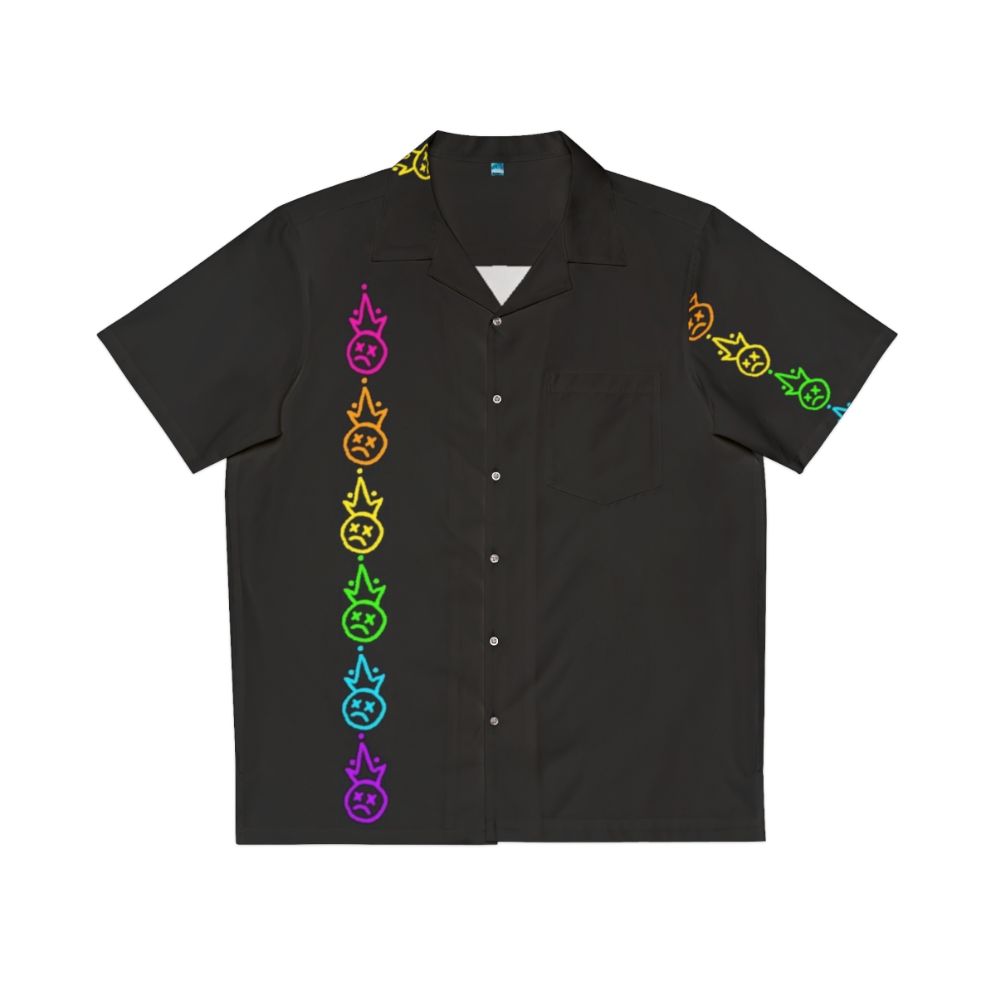 Colorful Hawaiian shirt with Fall Out Boy band logo