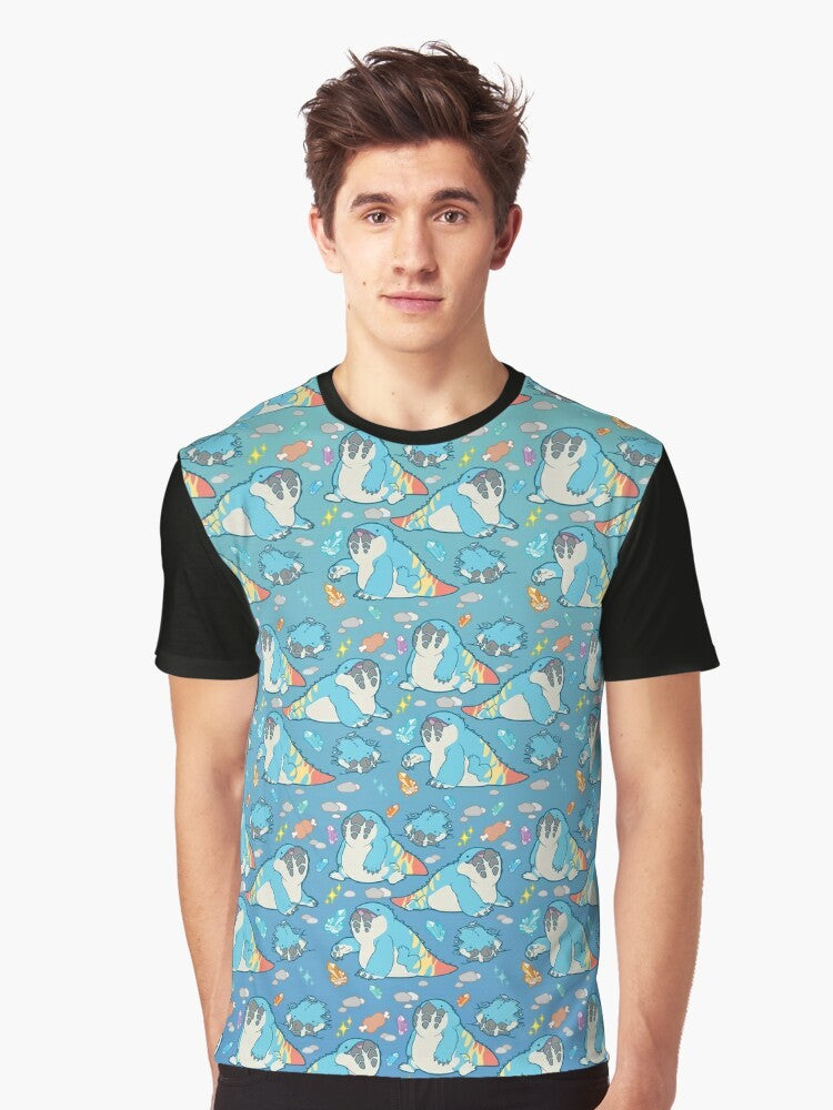 Dodogama Monster Hunter graphic t-shirt featuring a cute and meme-worthy design - Men