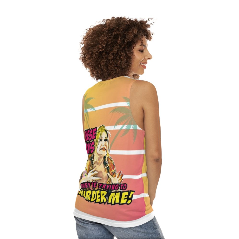 "These Gays They Are Trying to Murder Me" Unisex Tank Top featuring Jennifer Coolidge - women back