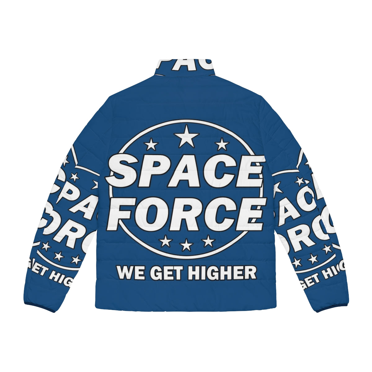 Space Force Puffer Jacket with Astronaut and Moon Graphic - Back