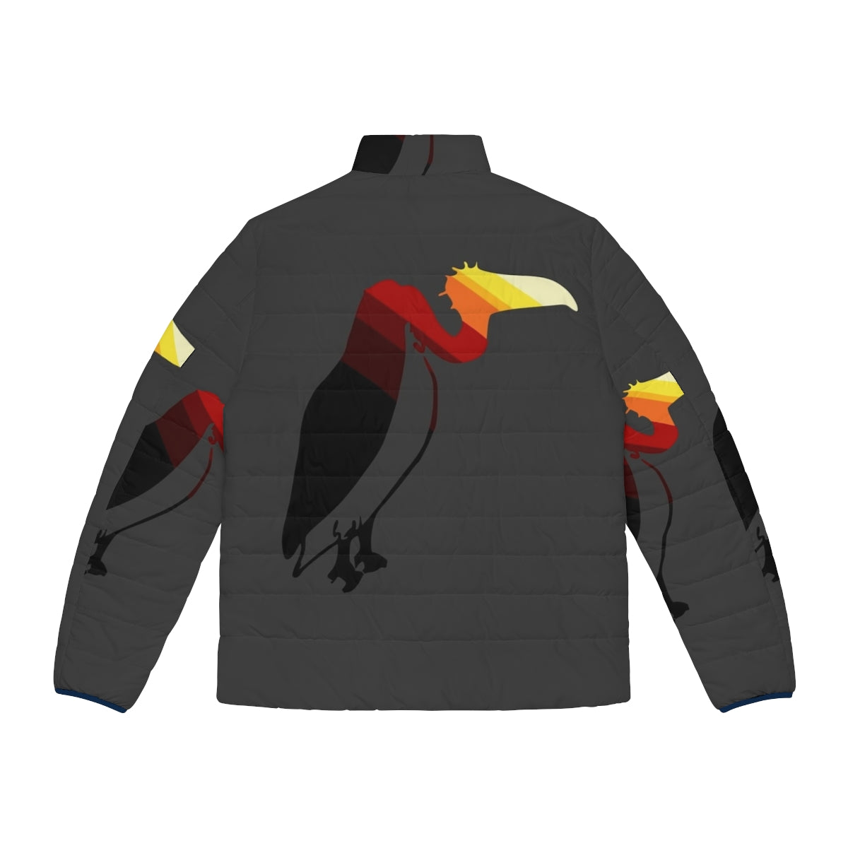 Vulture puffer jacket with colorful abstract art design - Back