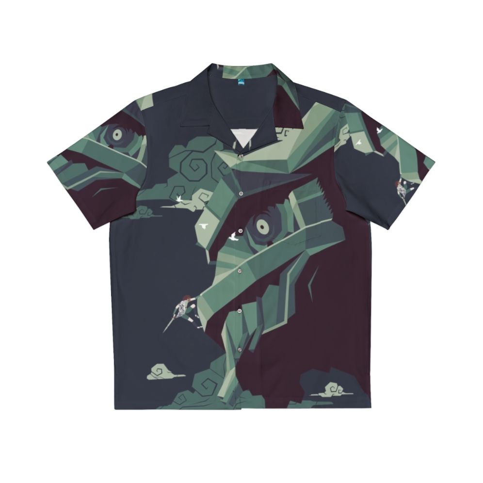 Colossal Spirit minimalist Hawaiian shirt featuring Shadow of the Colossus design