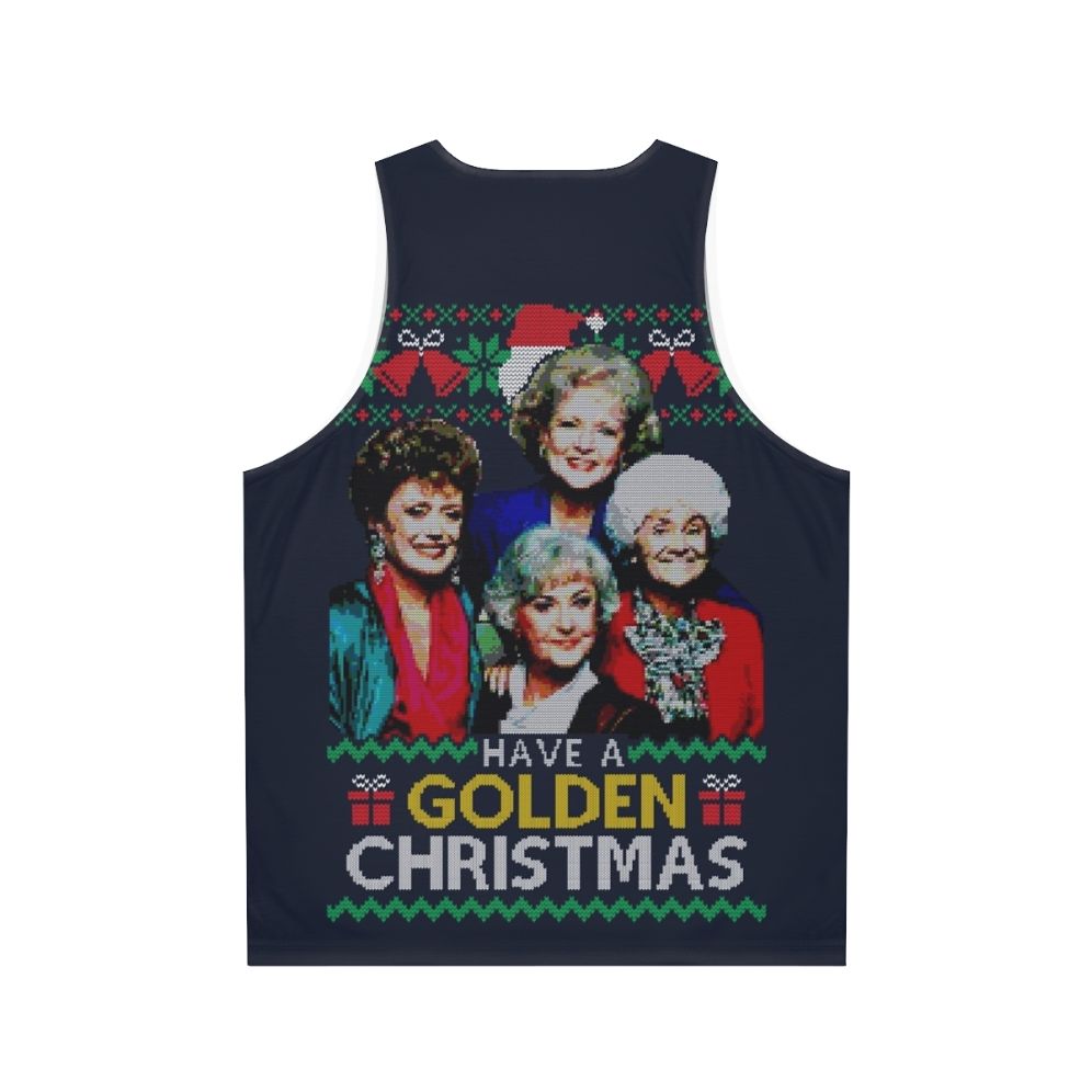 Retro golden christmas unisex tank top - Back