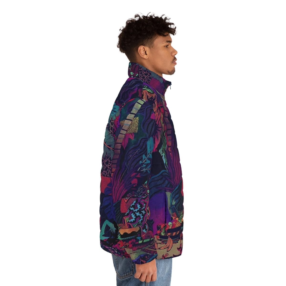 Glass Animals Puffer Jacket featuring the indie band's iconic logo and artwork - men side right