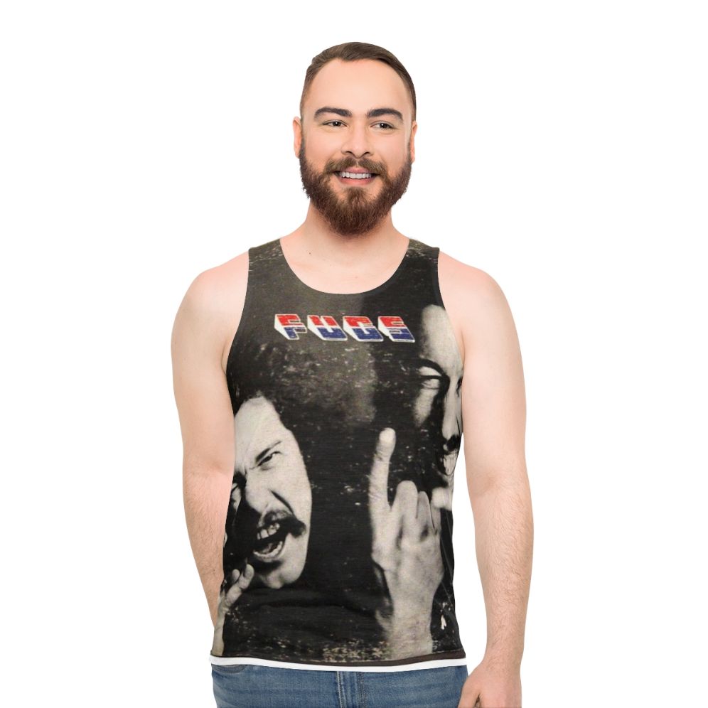 Unisex tank top with psychedelic and 1960s inspired design - men