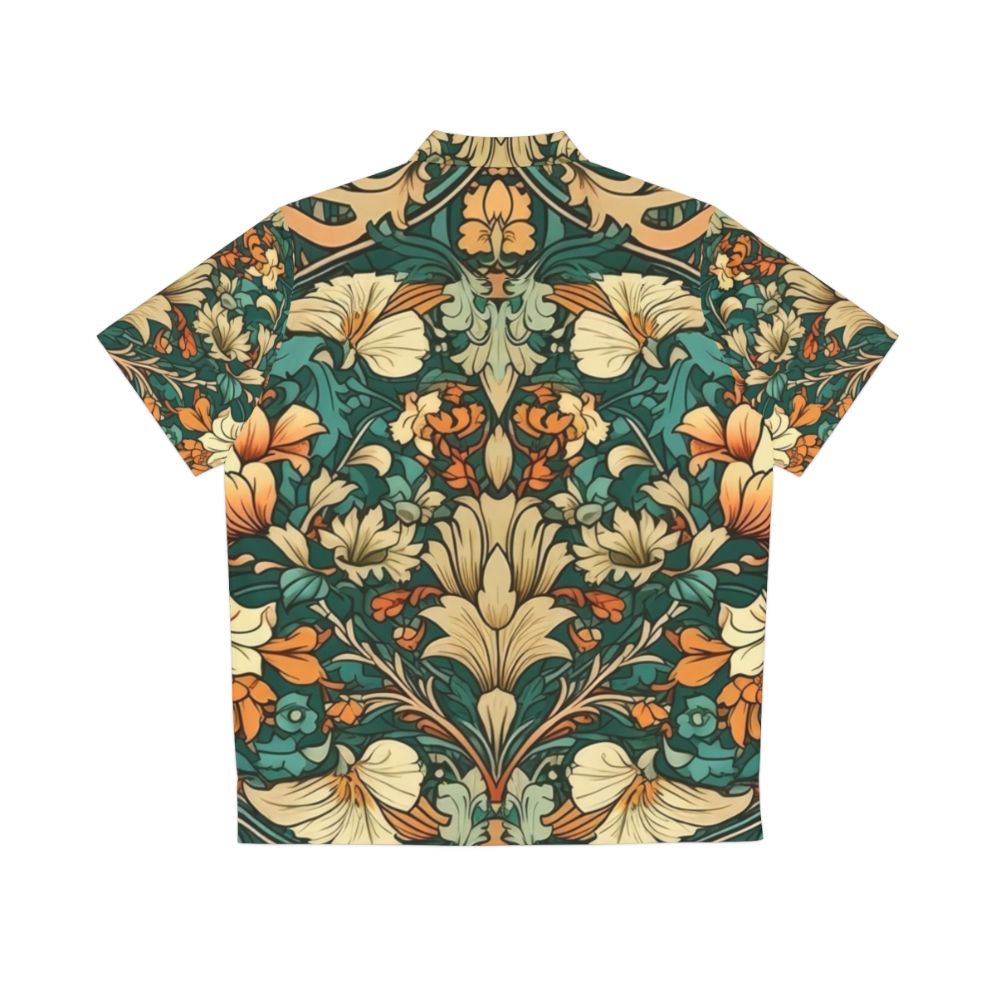 Art Nouveau Hawaiian Shirt with Tropical Floral Print - Back