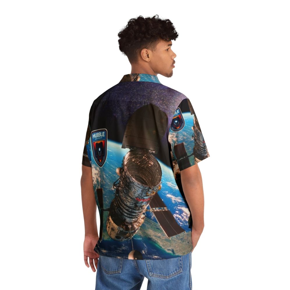 Hubble Space Telescope Hawaiian Shirt with Galaxy Print - People Back