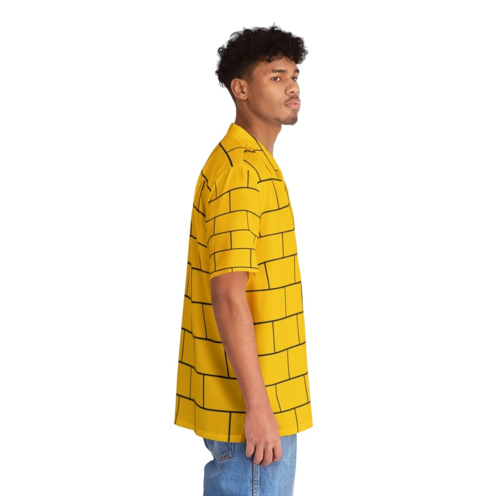 Yellow Hawaiian shirt with brick pattern design - People Pight