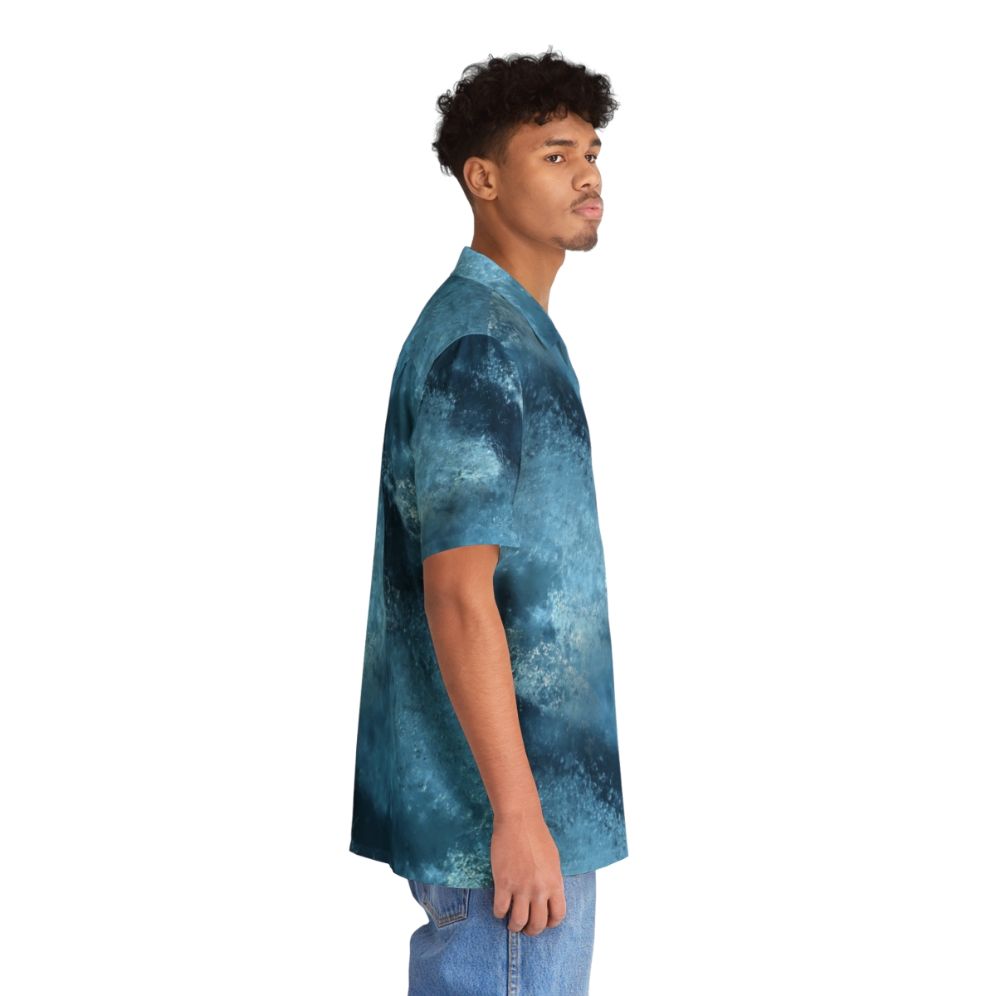 Blue Frost Hawaiian Shirt with Frozen, Icy Patterns - People Pight