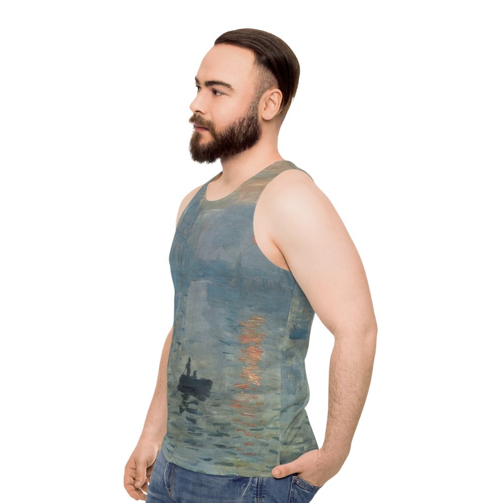 Monet Impression Sunrise Unisex Fine Art Tank Top - men side