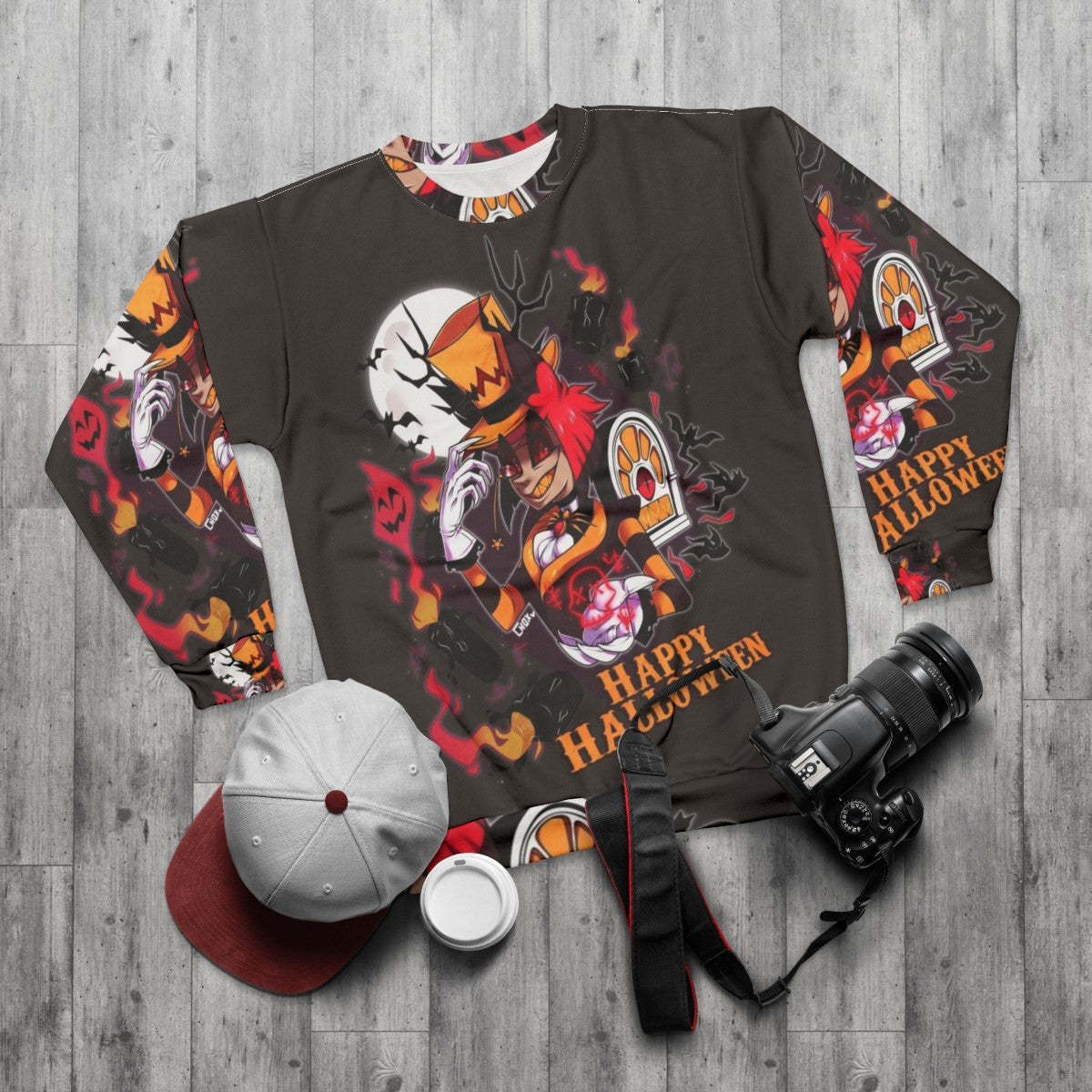 Hazbinhotel Alastor Halloween Sweatshirt - flat lay