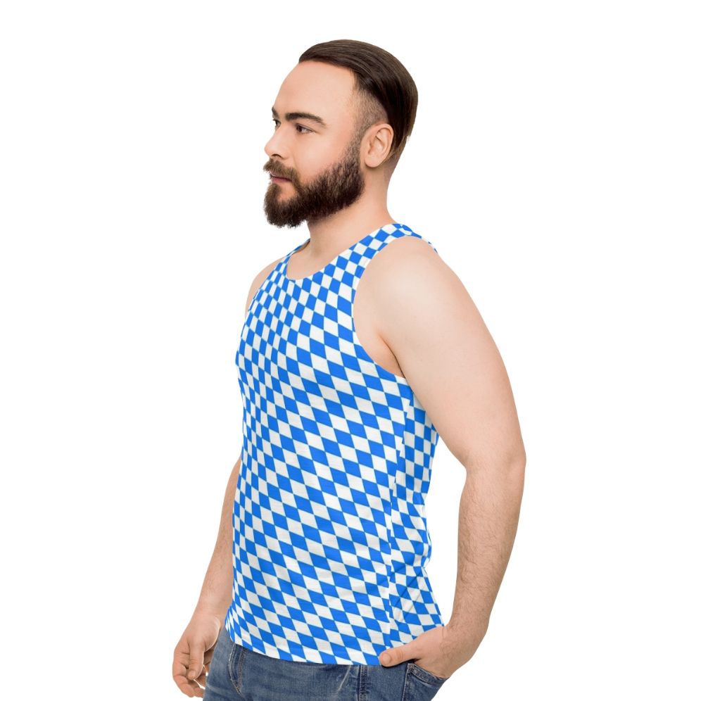 Bavarian diamond pattern unisex tank top - men side