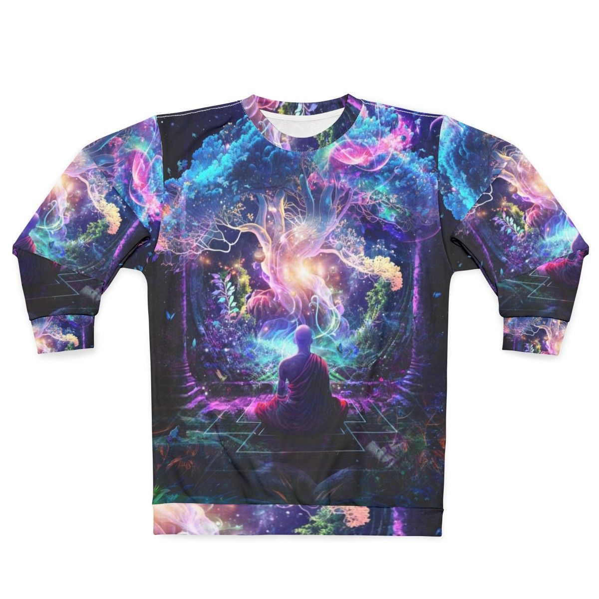 Midnight Garden Sweatshirt with Neon Blue, Inspirational and Visionary Design