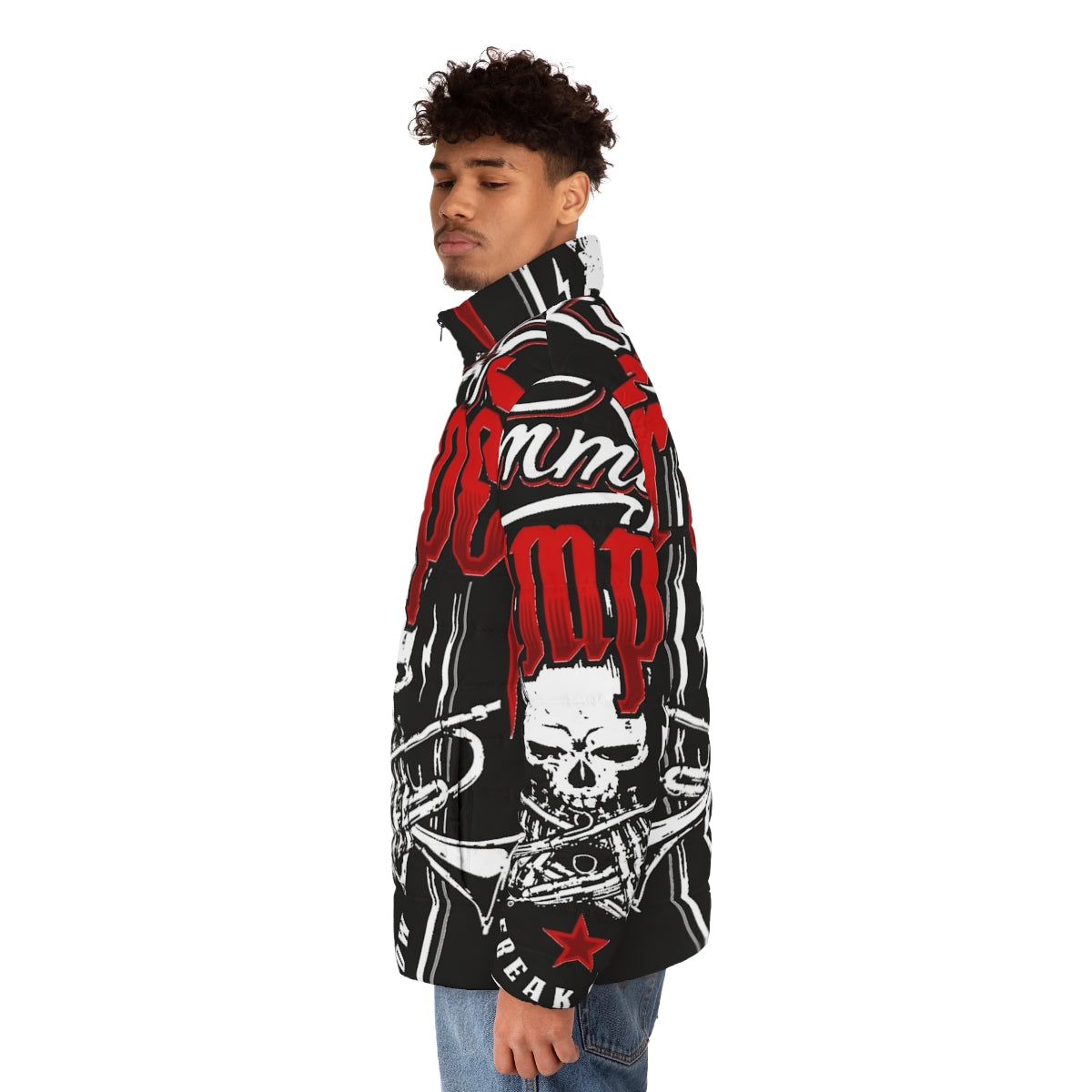 Timmy Trumpet Essential Puffer Jacket, featuring the iconic DJ's design - men side left