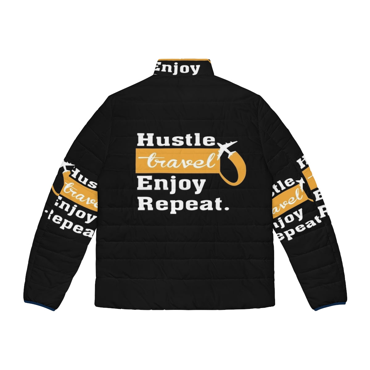 Hustle Travel Enjoy Repeat Puffer Jacket - Outdoor Adventure Wear - Back