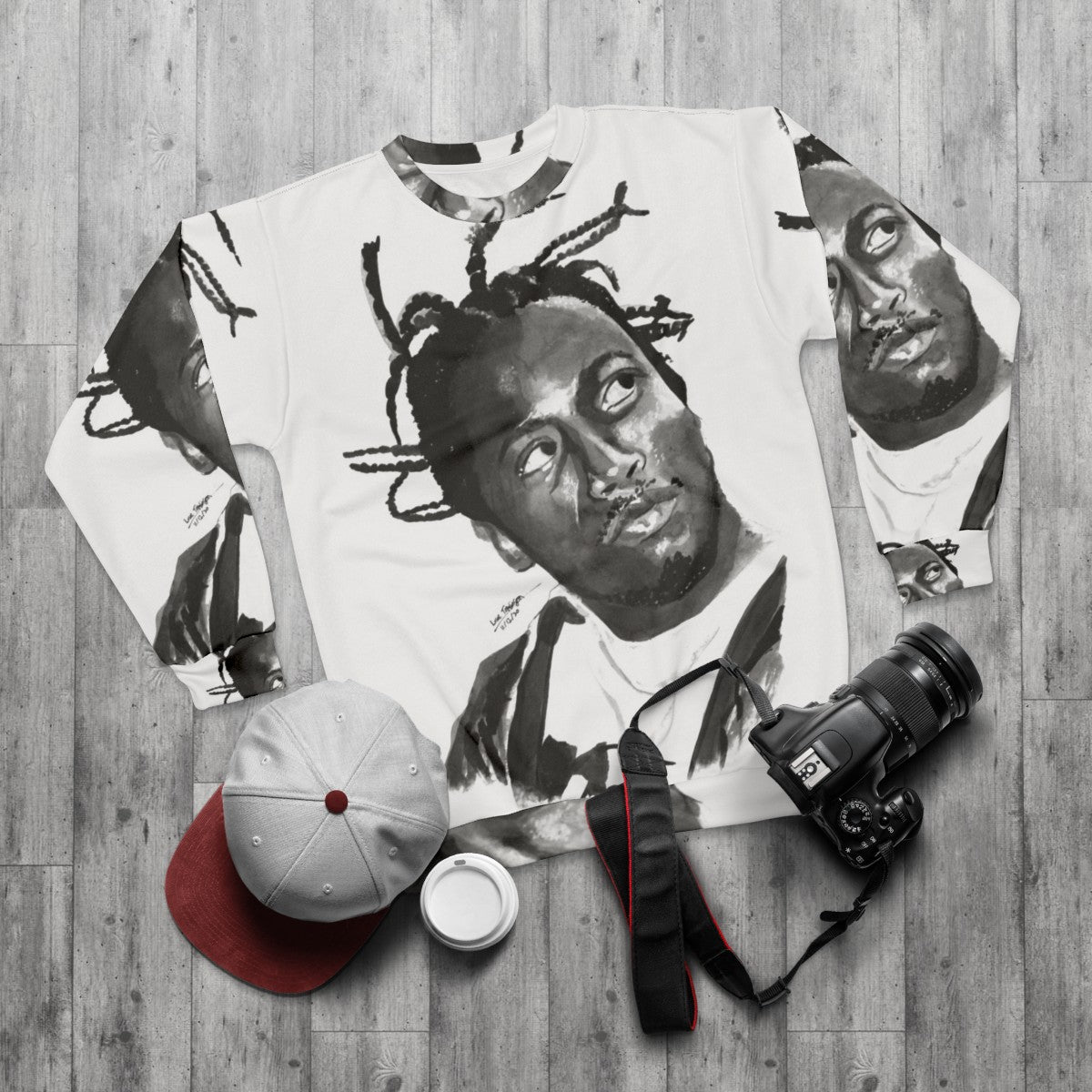 ODB Ink Portrait 2 Hip Hop Sweatshirt - flat lay