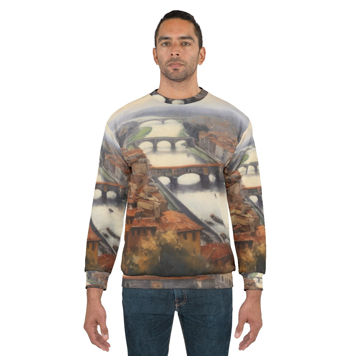 Florence Italy Sweatshirt with Cathedral and Landscape Artwork - men