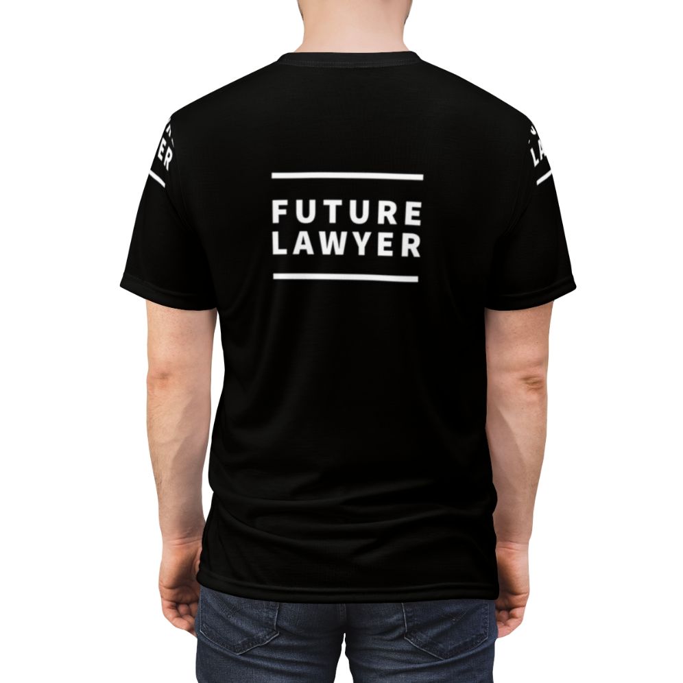 Stylish and inspiring women's t-shirt featuring the text "Note The Future Lawyer" - men back