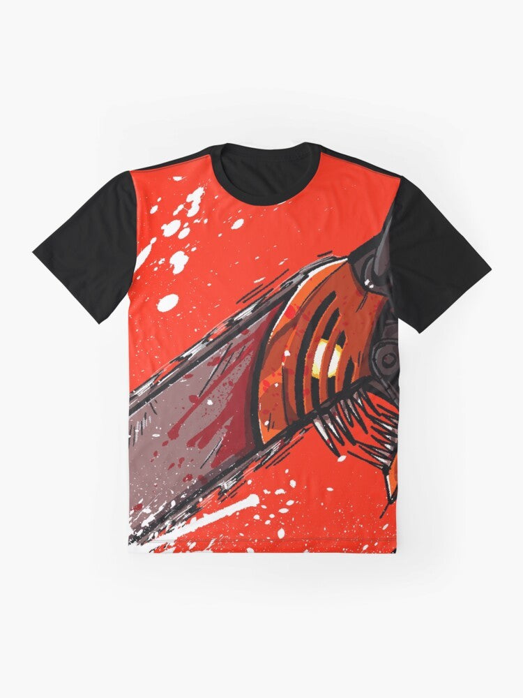 Red Vigilante Graphic T-Shirt - Anime inspired superhero design with chain and power - Flat lay