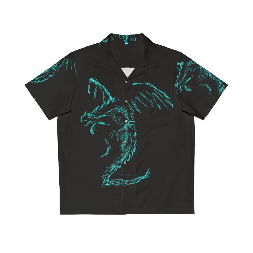 Mystic White Lightning Dragon Scribble Hawaiian Shirt