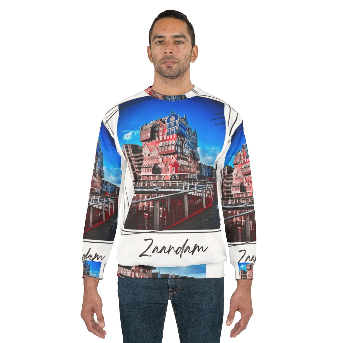 Zaandam city sweatshirt featuring traditional Dutch architecture - men