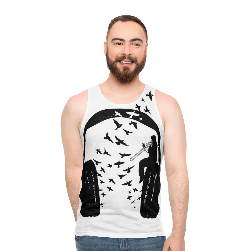 Headphone Trombone Unisex Tank Top - men