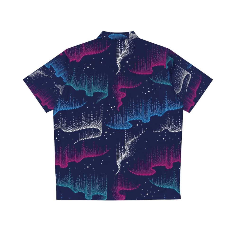 Dotwork Aurora Borealis Hawaiian Shirt with Mesmerizing Northern Lights Pattern - Back