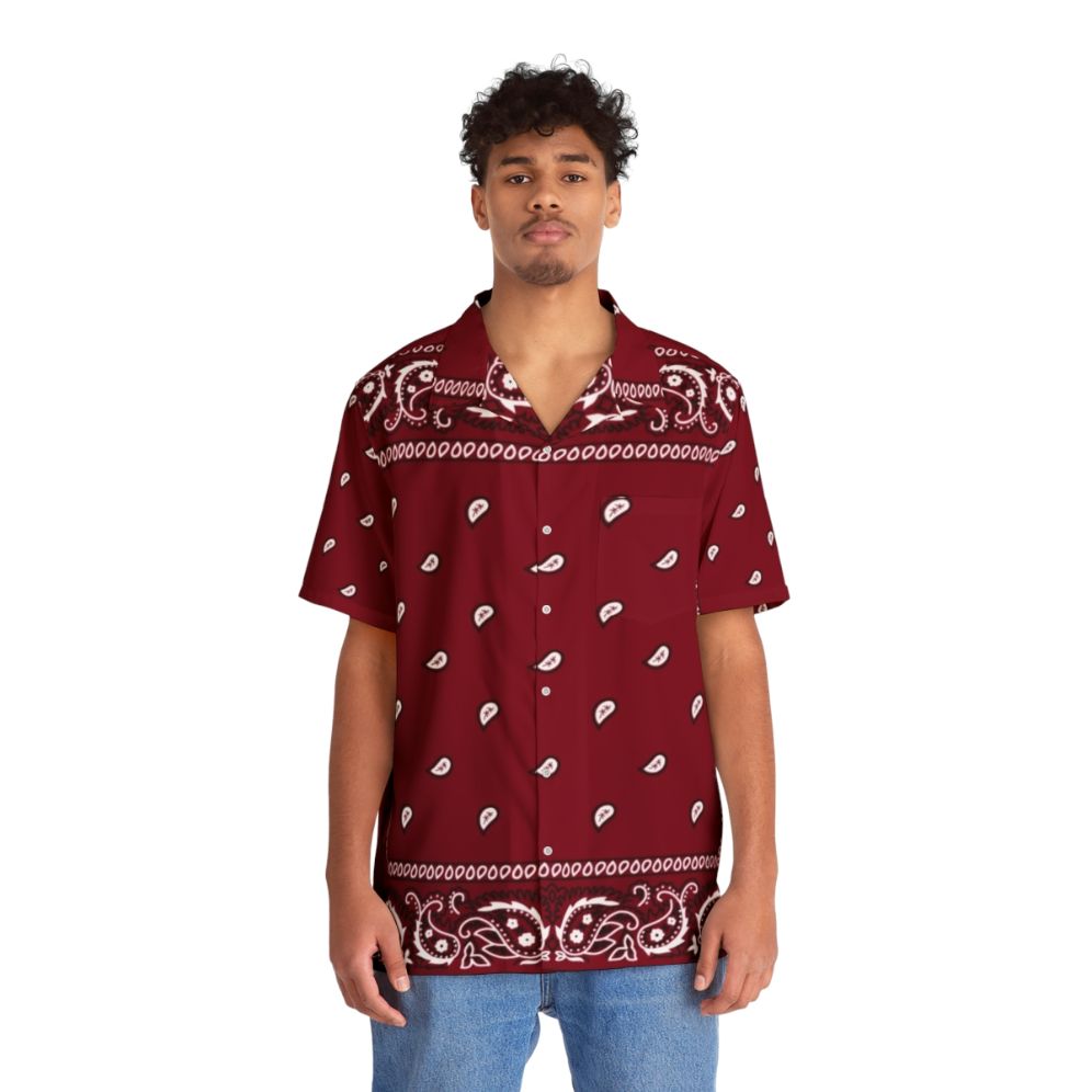 Bandana Burgundy Hawaiian Floral Shirt - People Front