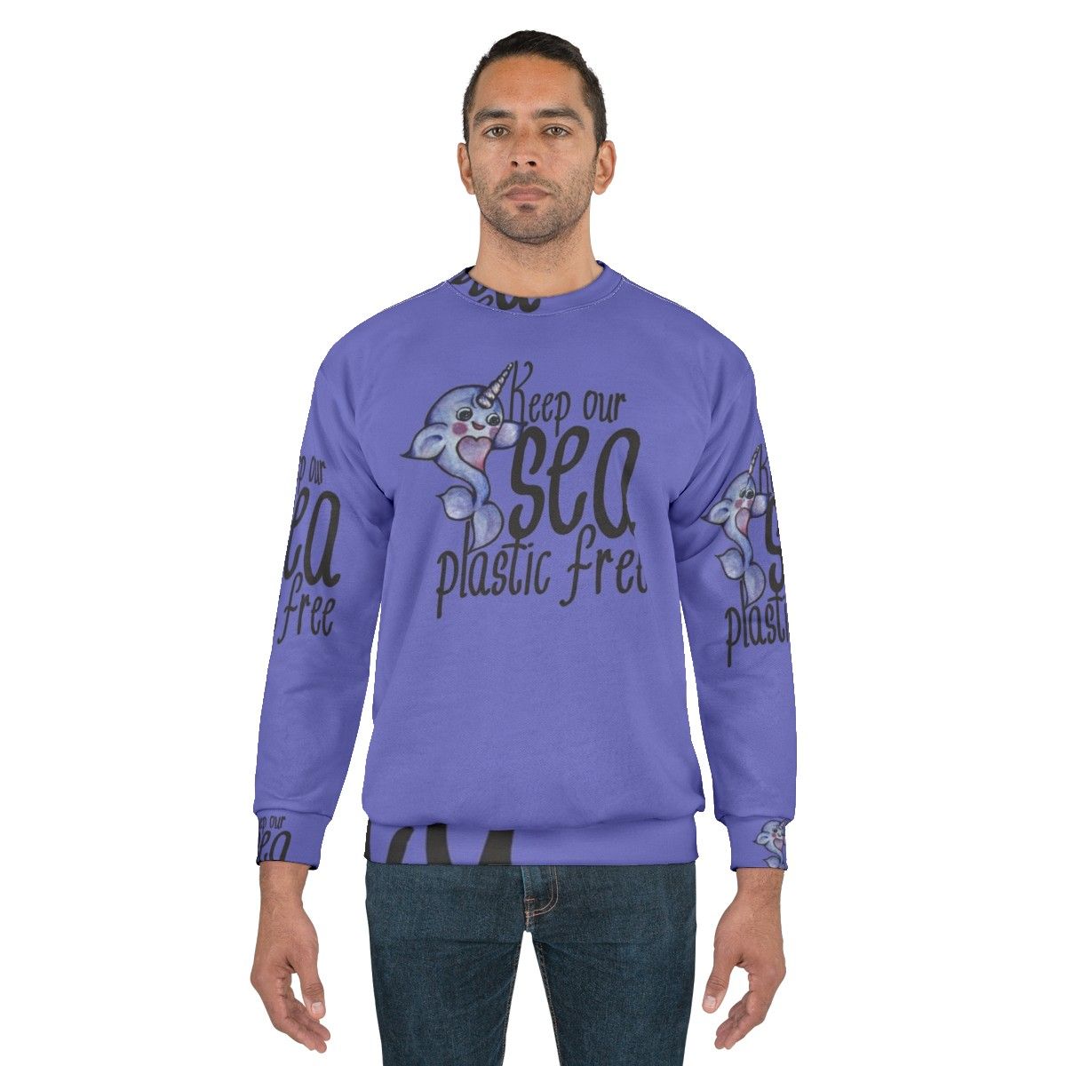 "Keep Our Sea Plastic Free" Narwhal Eco-Friendly Sweatshirt - men