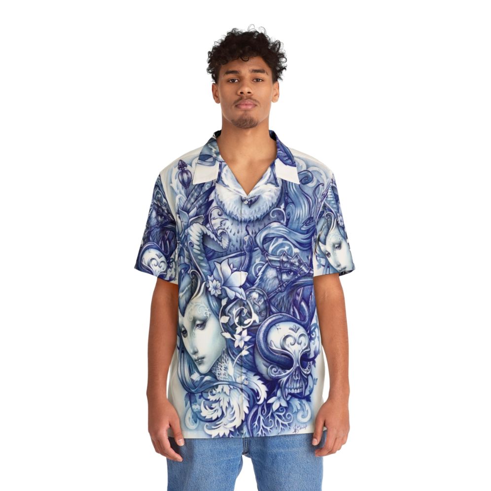 Fables Hawaiian Shirt featuring animal prints and vintage floral design - People Front