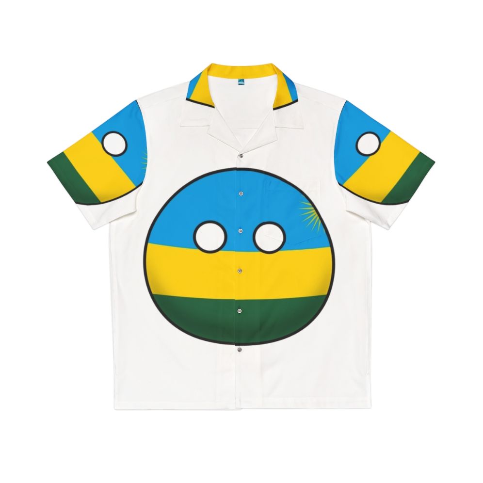 Rwanda Countryball Hawaiian Shirt featuring the flag of Rwanda