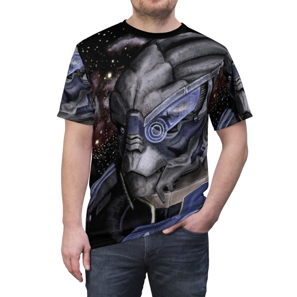 T-shirt featuring characters Garrus Vakarian and Thane Krios from the popular sci-fi game Mass Effect - men front