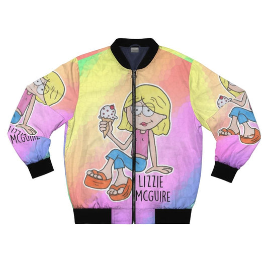 Lizzie McGuire inspired bomber jacket with cartoon characters and quotes