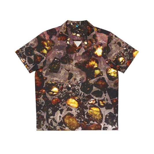 Space rocks pallasite Hawaiian shirt with astronomy and geology patterns