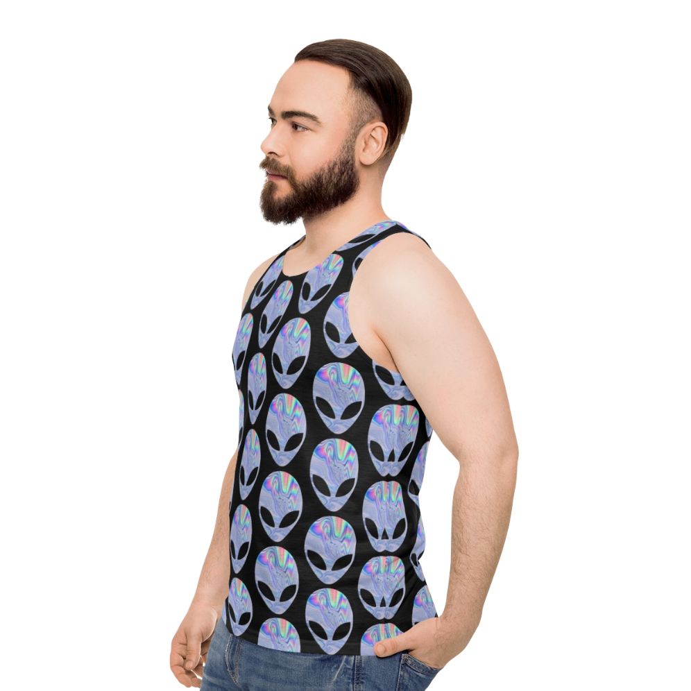 Holographic alien unisex tank top - men side