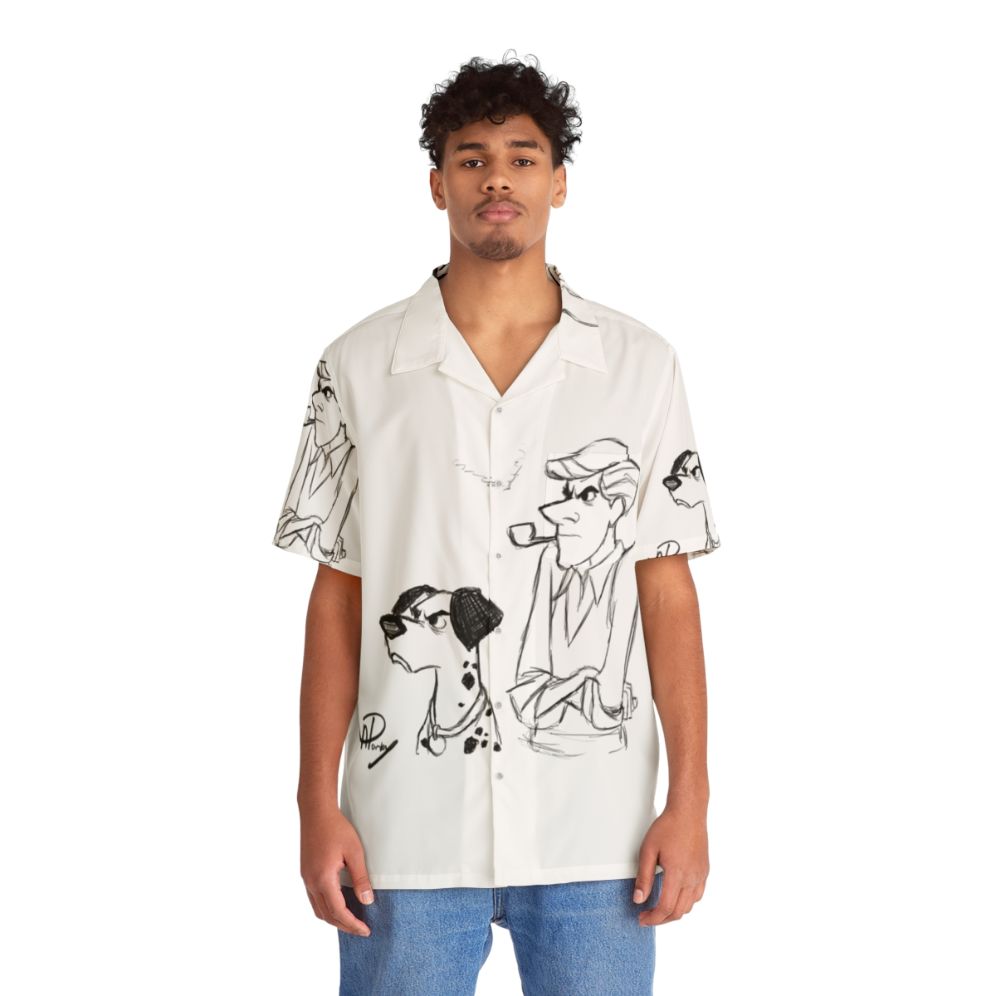 Pongo and Roger Sketch 101 Dalmatians Hawaiian Shirt - People Front