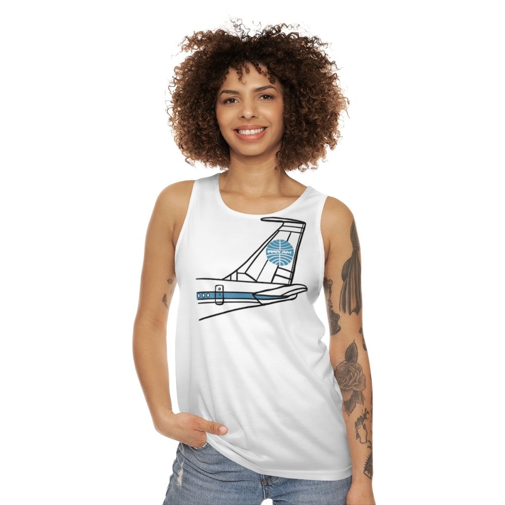 Unisex tank top with Panam Airlines airplane design - women