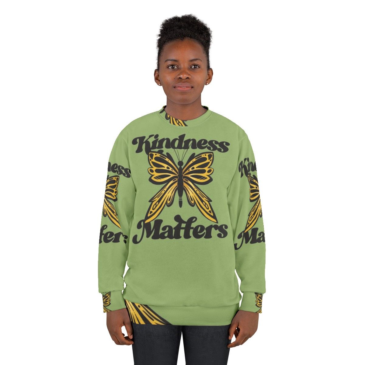 Kindness Matters Sweatshirt with Butterfly Design - women