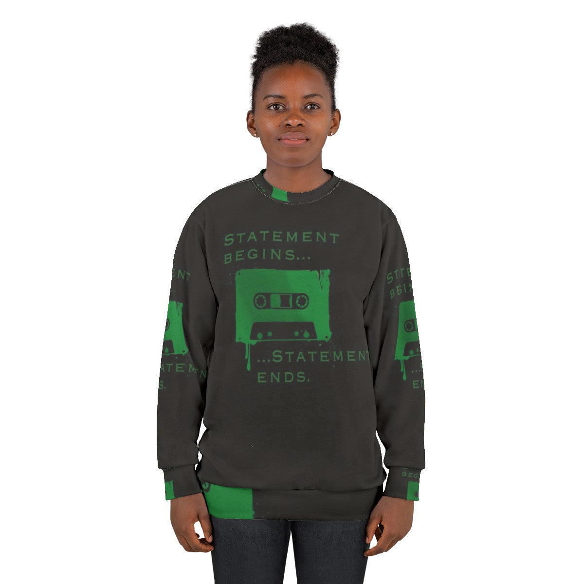 Spooky statement sweatshirt with dark academia and horror design - women