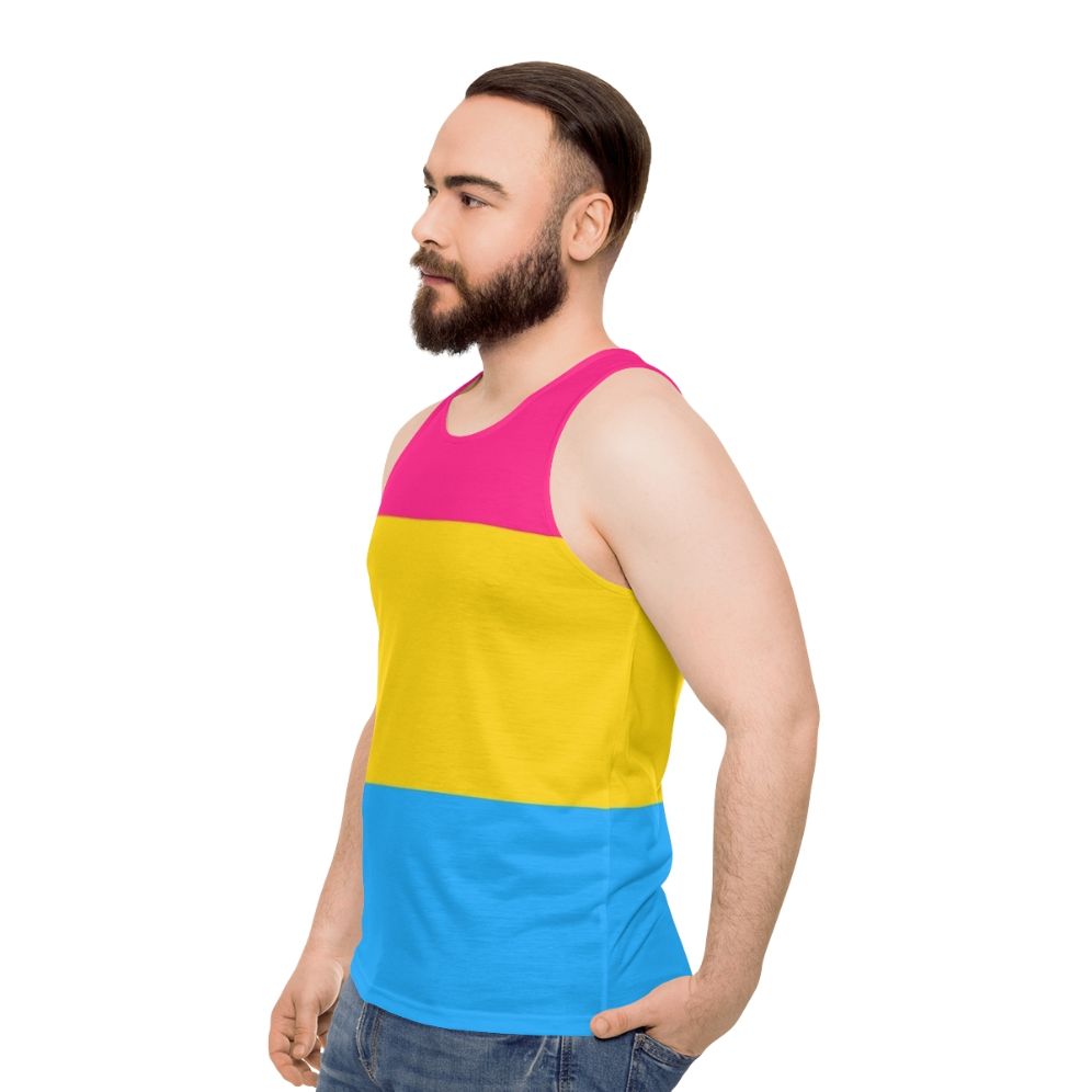 Tri-color Pride Unisex Tank Top with LGBTQ+ and Bisexual Flag Design - men side