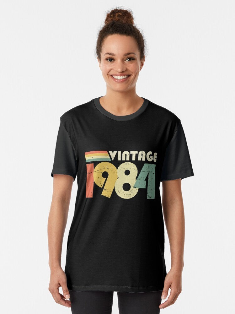 Vintage 1984 40th birthday distressed graphic design t-shirt - Women