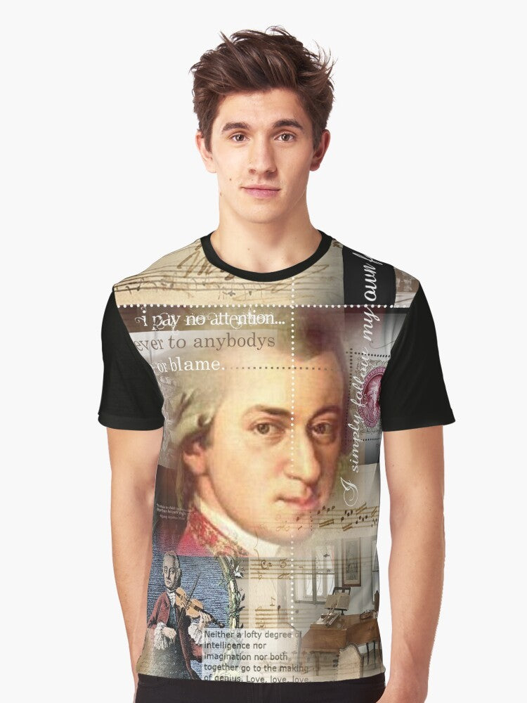 Mozart graphic t-shirt featuring the portrait of the renowned classical composer - Men