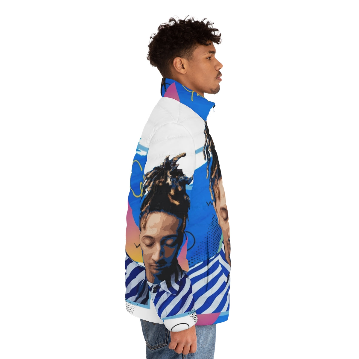 Ghali Italian Puffer Jacket with Rap and Trap Music Inspired Design - men side right